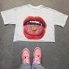 2025 T-shirt Labbra Grandi Streetwear Y2K Grafica Labbra T-shirt Uomo e Donna Maglietta Taglie Grandi Rock and Roll Moda Oversize Regali Bambini