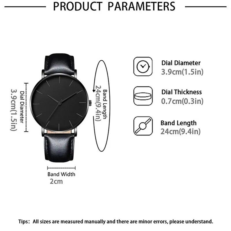 5PCS Set Mens Sports Watches Man Business Quartz Wristwatch Leather Bracelet Men Casual Clock Watch
