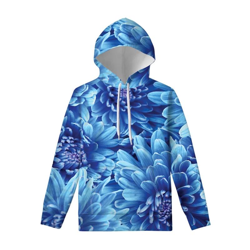 Men Clothing New In Hoodies & Sweatshirts Black Rose Pattern Harajuku Sweatshirts 3D Animal Flower Goth Loose Pullover Sportwear