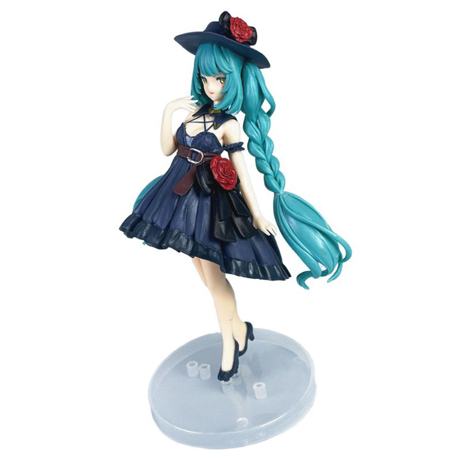 Kleiner Teufel Hatsune Miku Schwarzes Kleid Chuyin Miku Kleeblatt Hatsune Miku Anime Mädchen Handgefertigtes PVC-Modell Niedliche Ornamente