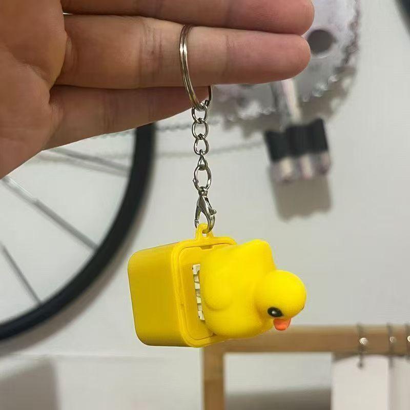 Funny Croaking Frog Duck Keychain Rechargeable Keyboard Fidget Clicker Sound Keyring With LED Light For Stress Relief