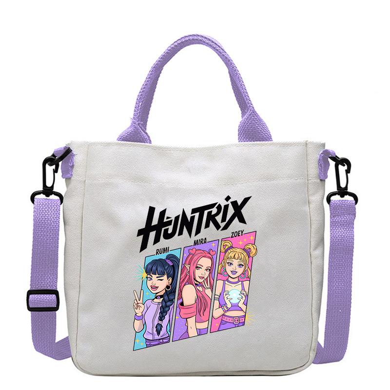 KPop Demon Hunters Theme Women Canvas Shoulder Bag Boys Girls Tote Handbag Anime Fashion Crossbody New Kids Xmas Gifts Kid Friendly Entertaining Fun