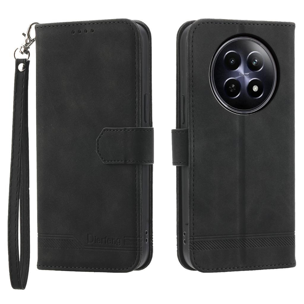 Husă portofel DIERFENG DF-03 pentru Realme 12 5G/12x 5G Carcasă cu slot pentru carduri Linii imprimate