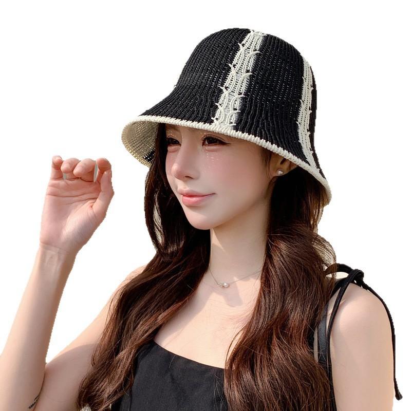 Fisherman Hat Ladies Summer Striped Cotton Sun Protection Wide Brim Casual Beach Cap