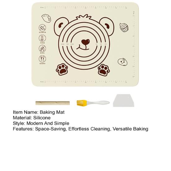 Silicone Baking Mat Foldable Pastry Rolling Pad with Measurement Marks Non-Stick Heat Resistant Kneading Dough Mat