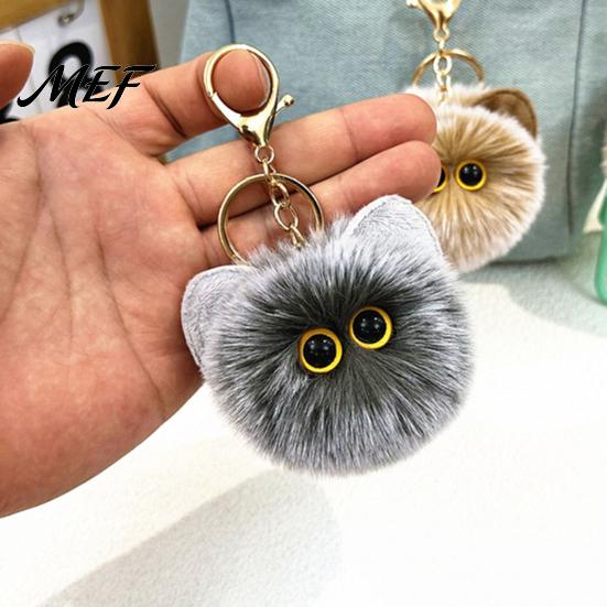 Decorative Plushie Pendant Plush Cat Ball Keychain, Fluffy Kitten Pompom Bag Charm, Keychain with Lightweight Metal Lobster Clasp,
