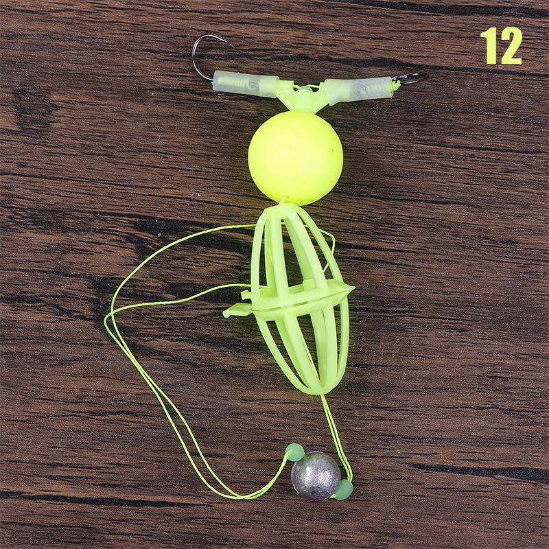 

1 шт. Клітка для прикормки для донної риболовлі Подвійний гачок Для порошкоподібної прикормки Гранул Кукурудзи Дощових черв яків Рибальське спорядження Аксесуари 5