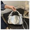 Chic Minimalist Pleated Faux Leather Shoulder Bag, Women's Small Crossbody Handbag with Magnetic Snap Closure, Trendy Daily Commute Tote