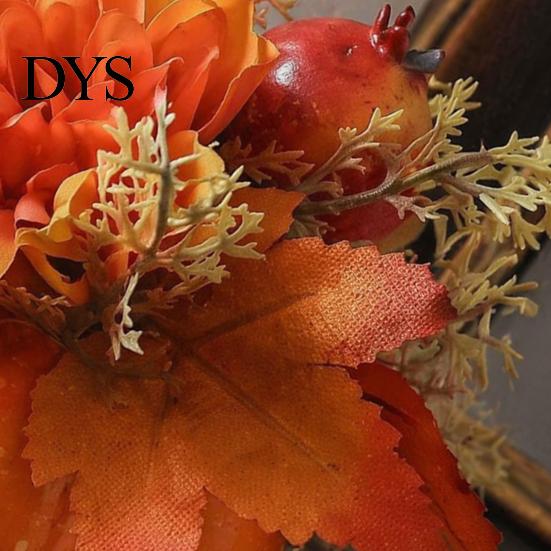 Realistic Artificial Pumpkins Fall Pumpkin Table Ornament, Foam with Flower, Maple Eye-catching Accents Leaves, Berry for Autumn Harvest Thanksgiving