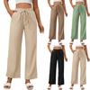 Women's Fashionable Color Casual Drawstring Pocket Loose Wide Leg Pants