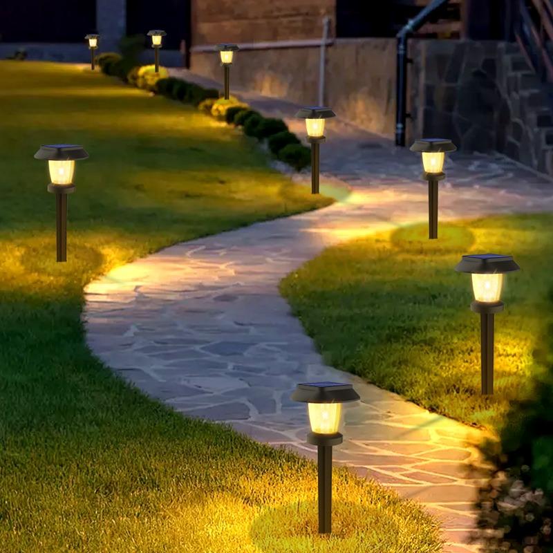 1000MAH LED Bright Solar Landscape Pathway Lighting Outdoor Waterproof 3 Modes Solar Garden Lights for Yard Path Walkway Lawn Decoration