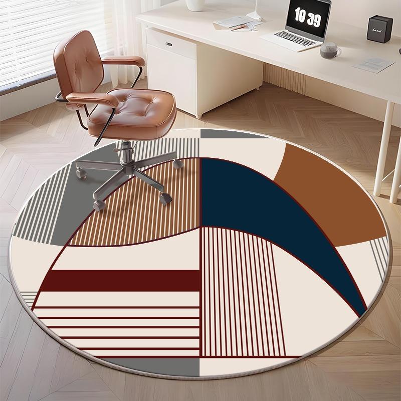 Minimalist Geometric Round Rug for Home Office Decor Modern Abstract Pattern Floor Mat Adding Stylish Workspace Vibe