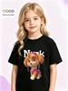 Girls' Cartoon Anime Print Short Sleeve Cotton T-shirt