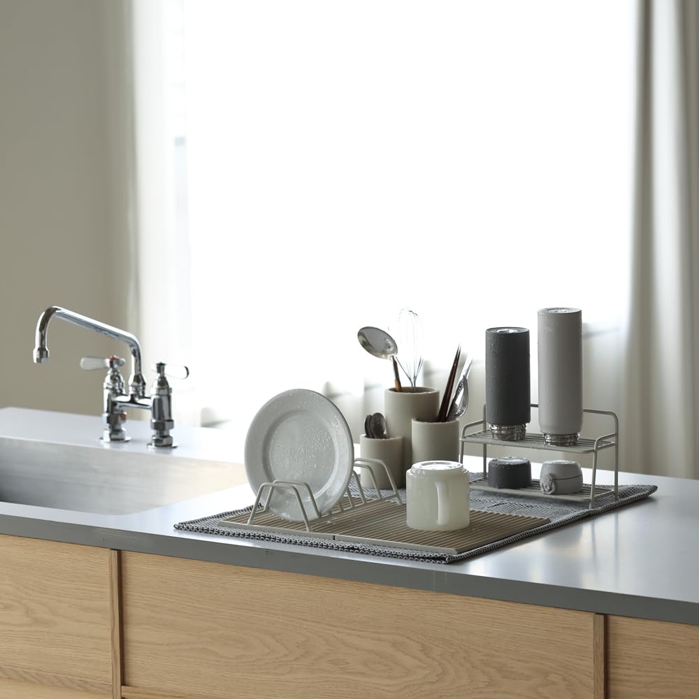 ideaco Kitchen Drainers Sculpture Mat D Sand White, Silicone Drain Mat, 40cm Wide X 25cm Deep X 0.7cm High