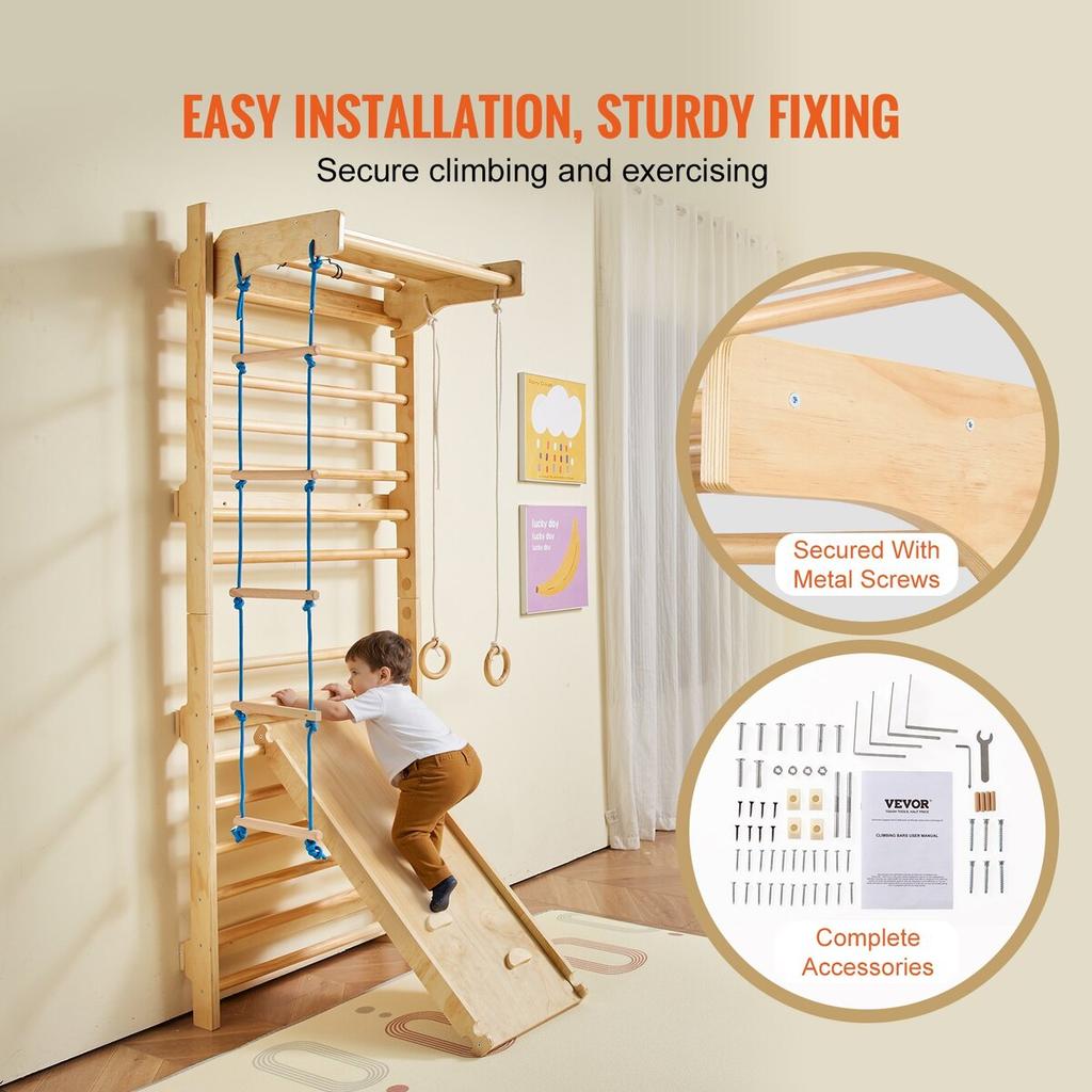 Schwedische Sprossenwand Kletterwand 5 in 1 Holz Indoor Spielplatz Kletterspielzeug