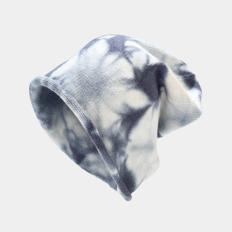 

Новая вязаная шапка-пуловер с принтом тай-дай, осенне-зимняя, для улицы, ветрозащитная, с защитой ушей, головной убор, теплая шапка M（56-58cm） серый