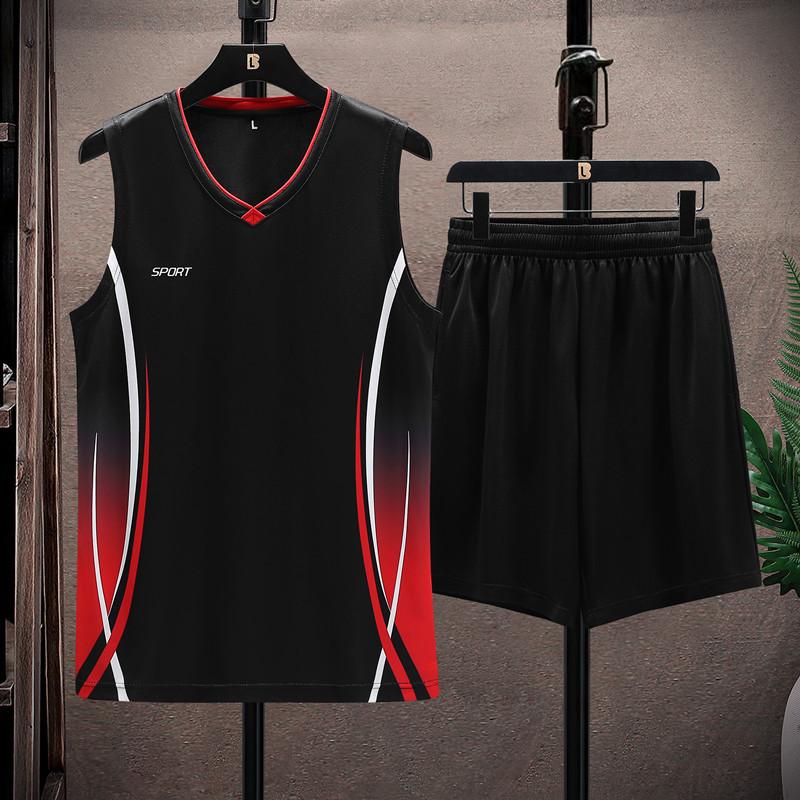 

Спортивный костюм, мужская одежда для бега и фитнеса, дышащая футболка из ледяного шелка с короткими рукавами, быстросохнущий жилет, комплект из двух предметов L