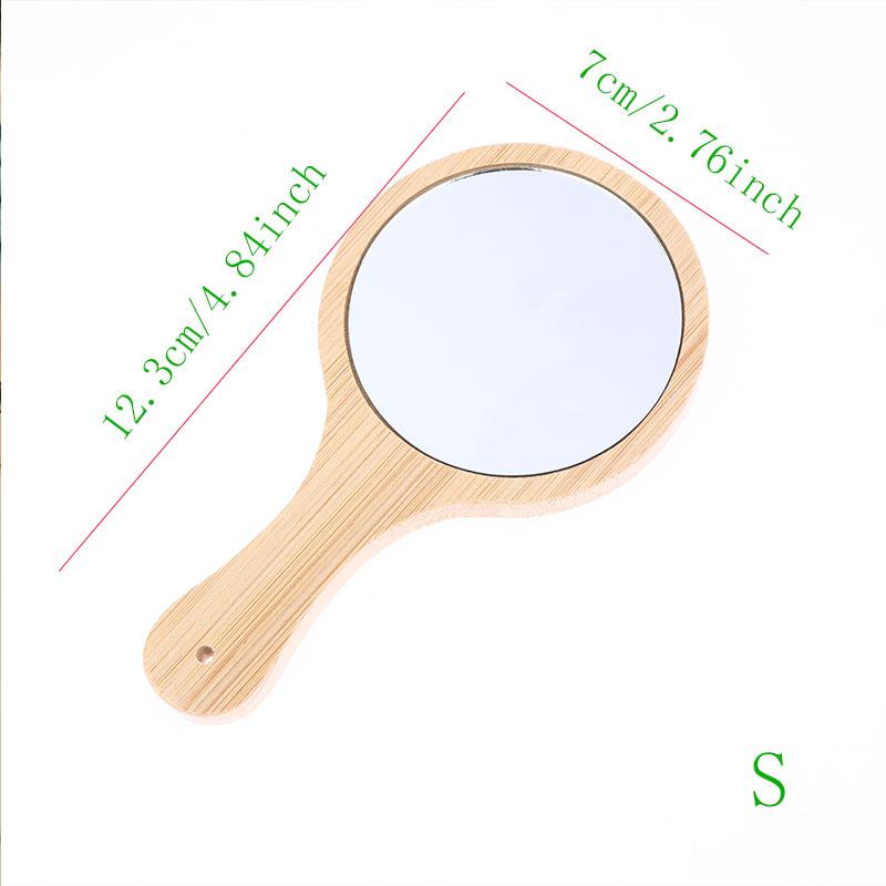 Portable Bamboo Makeup Mirror Handmade Handle Round Cosmetic Mirror With Handle Personal Vanity Handheld Mirror