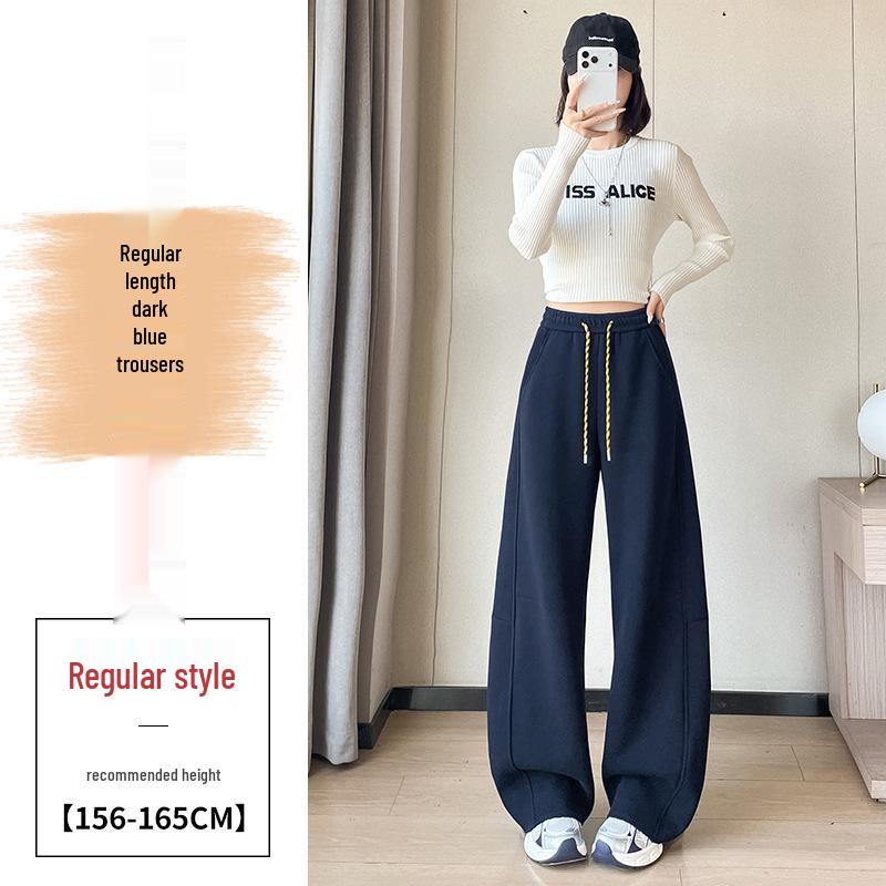 

2025 Autumn/Winter Women s Plus Velvet High Waist Straight-Leg Sweatpants - Narrow Fit, Wide Leg, Thickened Casual Sportswear M