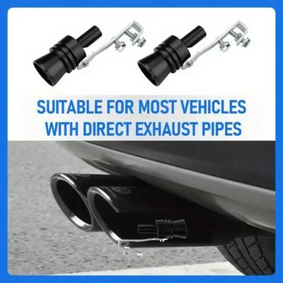 XL Size Black Turbo Sound Whistle - Universal Exhaust Pipe Sound Simulator for Vehicle Refit & Turbo Muffler Enhancement