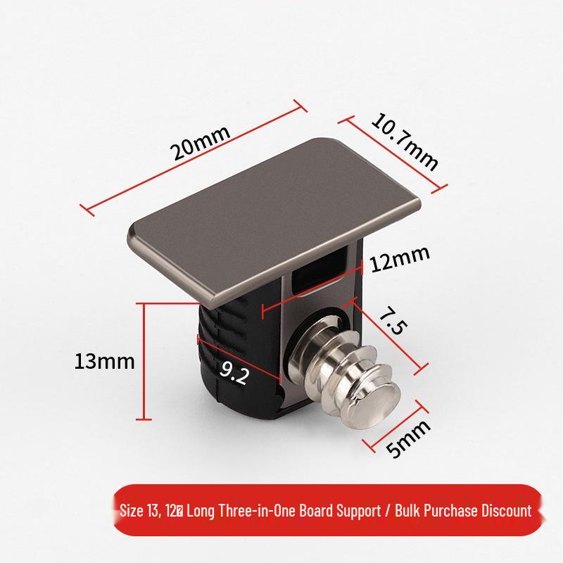 Minimalist Gunmetal Gray 3-in-1 Shelf Bracket & 12mm Cabinet Connector