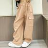 Kids Girls Stylish Clothing Elastic Waistband Cargo Wide Leg Long Pants for Daily Wear
