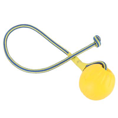 Portable EVA Pet Dog Training Bite Resistant Interactive Chew Toys Ball with Rope(Yellow)