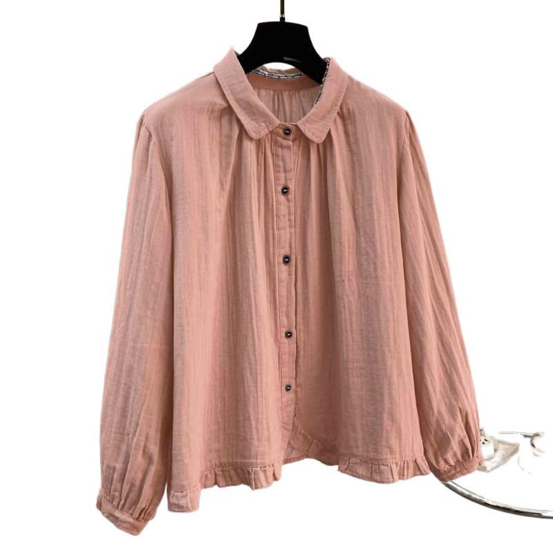 2026 Early Spring Women's Elegant Long Sleeve Cotton Gauze Shirt