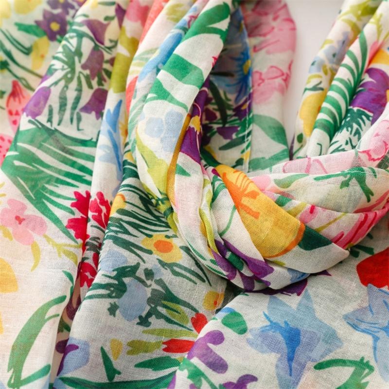 Fringed Women Lady Floral Scarf Soft Neck Scarf Stylish Shawl Wrap Elegant Floral Scarves Neckerchief