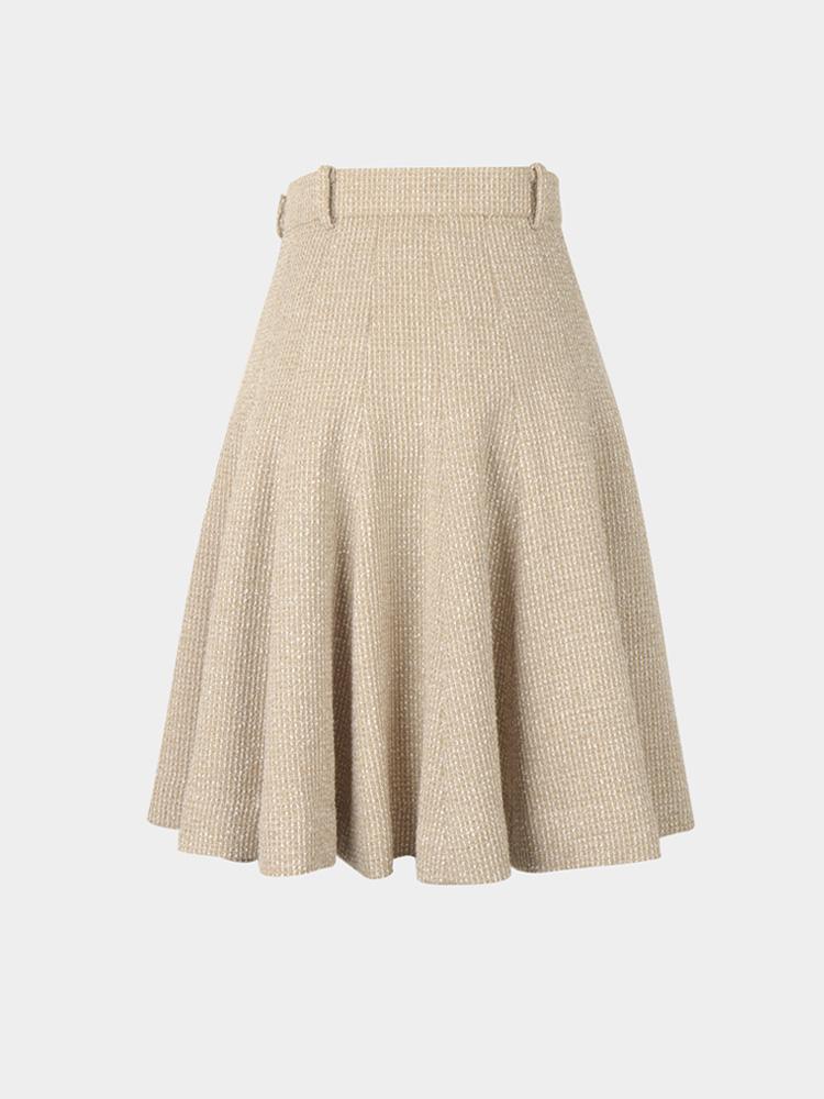 L By L Beige Tweed Flare Skirt