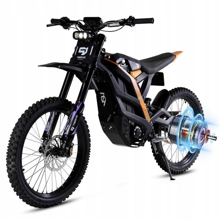 79Bike - Elektrische fiets FALCON PRO, 19" terreinbanden, 72V 35Ah-10.000W piek motor, 85 km/u, Zwart/Geel