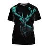 Randigt mönster T-shirts Sommar Björn Hjort Djur T-shirts Herr Streetwear 3D-tryck T-shirt Mode O-hals Kortärmade toppar