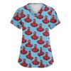 Women's Fashion V-neck Short Sleeve Workwear With Pockets Printed Tops