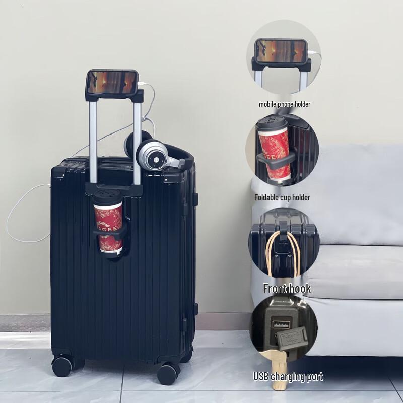 WEZHO Luggage with Cup Holder & USB Port