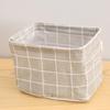 Waterproof Printed Cotton Linen Basket with Handles for Desktop, Sundries, and Small Clothes Storage