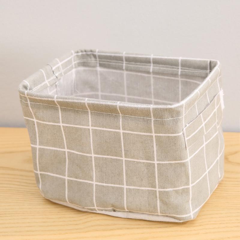 Waterproof Printed Cotton Linen Basket with Handles for Desktop, Sundries, and Small Clothes Storage