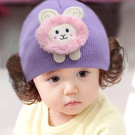 Cute Rabbit Animal Baby Girls Boys Woolen Yarn Knit Wig Hat Skull Cap Beanie