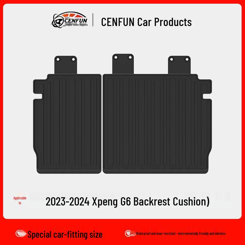 XPeng G6 Car Floor Mats: Wear-Resistant TPE Rear Seat Backrest Pad & Trunk Mat.