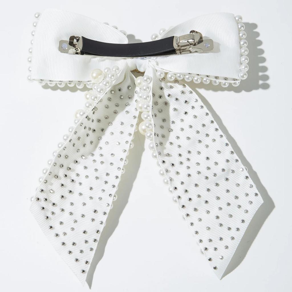 1pc Elegant Bow Hair Band Imitation Pearl Sweet Romantic Hair Clip Exquisite Gift Fashionable Women's Jewelry Hair Accessories