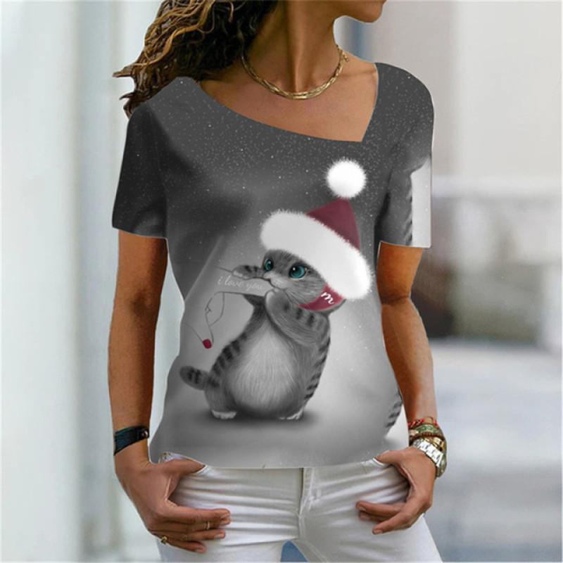 Женская футболка с цифровым 3D принтом «Милый кот» — фото 18