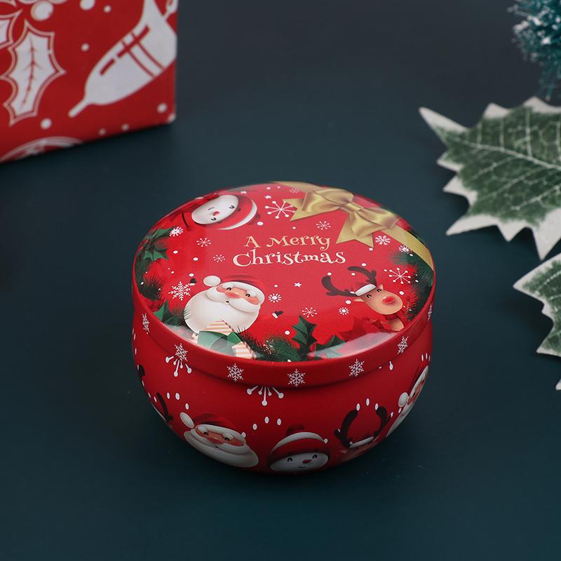 1Pcs Christmas Metal Tin Jars Coffee Tea Spice Candy Jewelry Storage Case Candle Making Containers Decorations Boxes