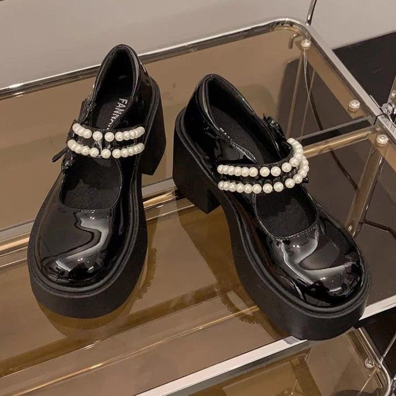 

Fashion Women s Mary Jane High Heels Chunky Heel Platform Shoes Spring and Autumn 2026 New Arrival with Bow Detail Thick Sole 35