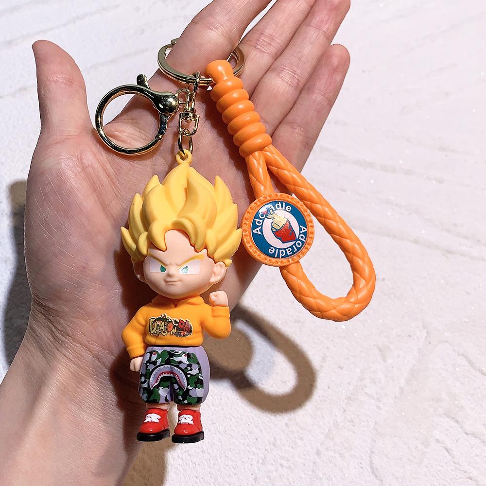 Anime Keychain PVC Cartoon Cartoon Figure Trunks Son Goku Piccolo Buu Vegeta Figures Key Chain Keyring Bag Decor