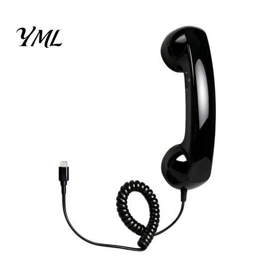 Type-C Landline Telephone Handset Vintage Receiver for Cell Phone, 3.5mm Wired Retro Phone Handset, Universal Smartphone Handheld