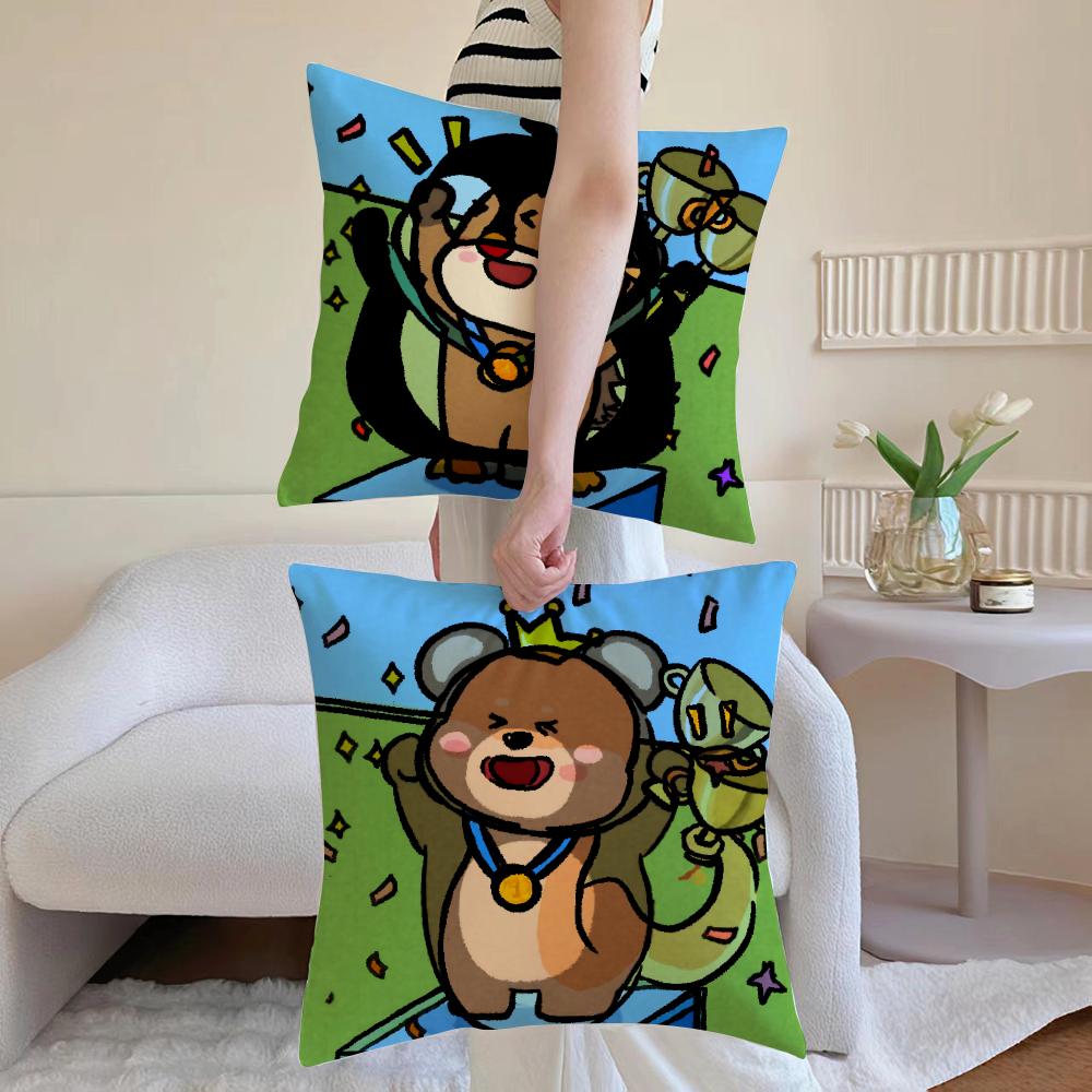 Cute Animal Champion Cushion Cover Anti-dustmite Pillowcase Invisible Zipper Silky Short Plush Sofa Cushion Cover