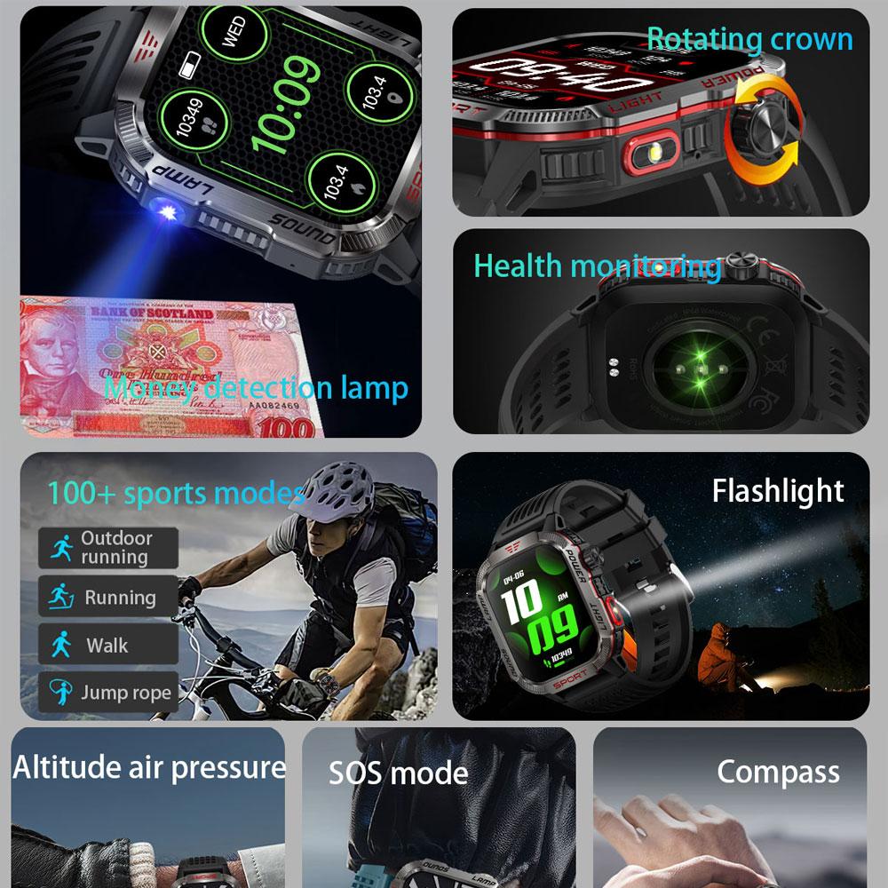 Smart Watch 2.01inch Large Screen HT29 BT Call Heart Rate Health Monitor Outdoor Sports AI Voice Assistant Smartwatch