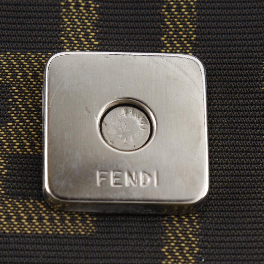 FENDI Zucca Shoulder Bag Brown Nylon canvas unisex Used