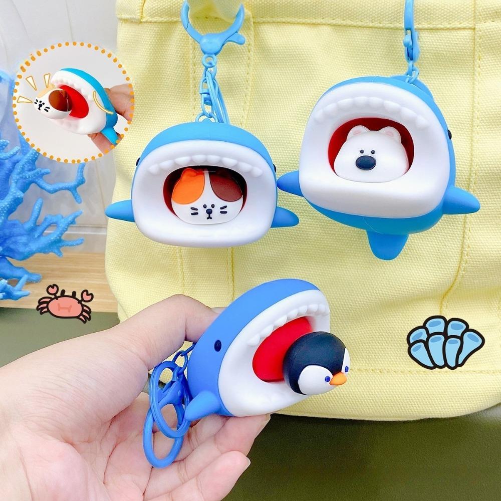Creative Aquarium Shark Squeeze Keyring Funny Polar Bear Keychain Aquarium Gift
