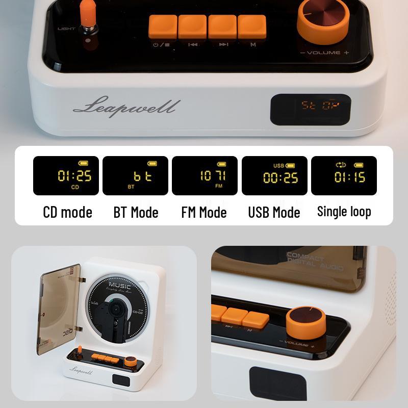 Retro Audiophile Vinyl Record & CD Player with Bluetooth Speaker, Portable Charging, and Atmosphere Light Gift