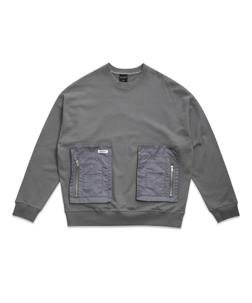 Aimnaseohyumeonbiing Ma-1 Pocket Detail Sweatshirts - Charcoal